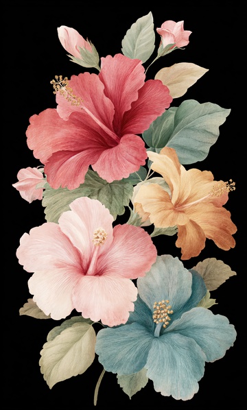 多彩扶桑花插画784