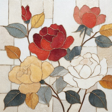 多彩花卉瓷砖装饰画443