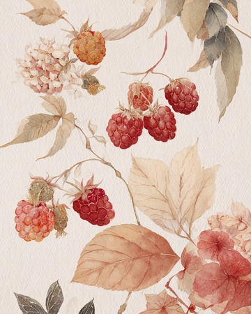 水彩风树莓花卉插画494
