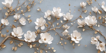 白色玉兰花枝装饰画面324