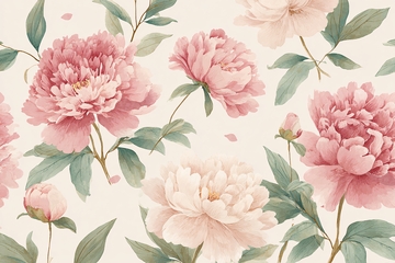 粉色芍药花卉图案插画172