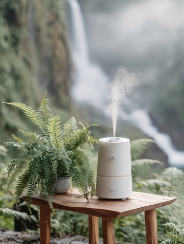 木桌上的加湿器与绿植148