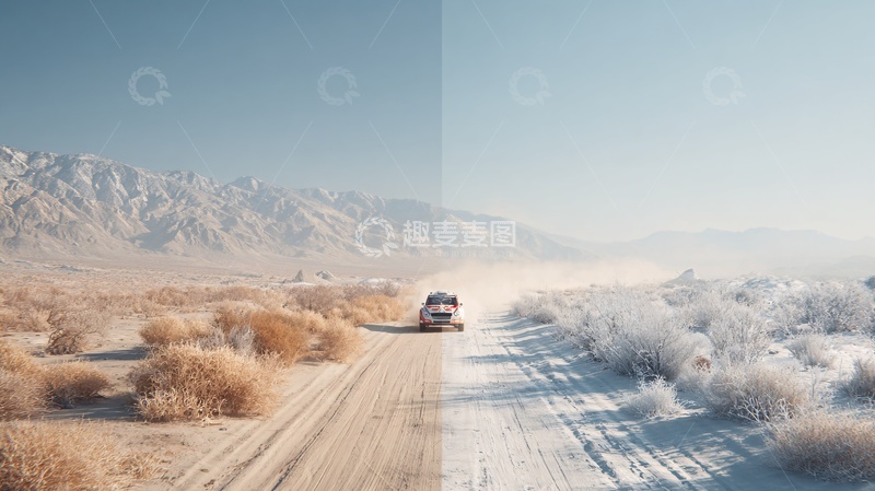 高清大图下载【趣麦麦图】-沙漠与雪地间行驶的车辆895