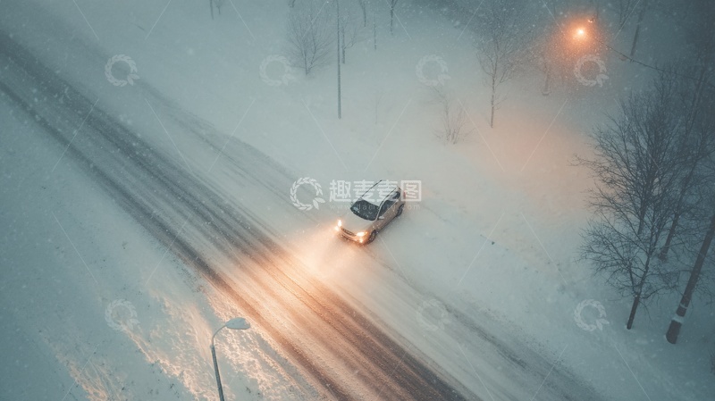 高清大图下载【趣麦麦图】-雪夜中行驶的车辆322