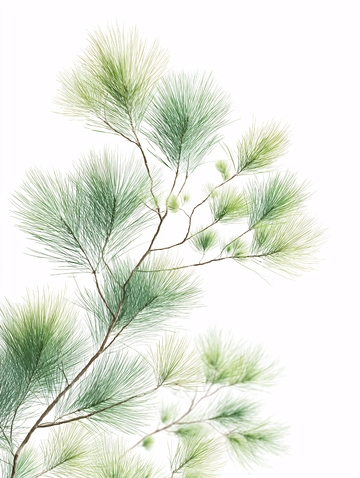清新松枝插画704