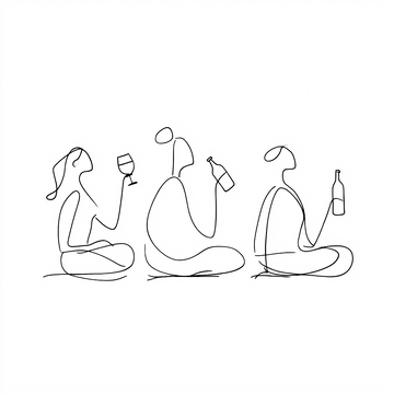 线条勾勒的饮酒人物插画438