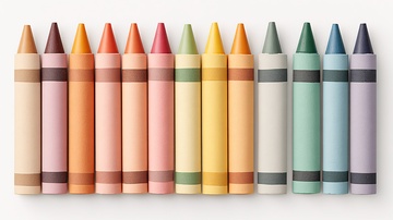 一排彩色蜡笔插画903