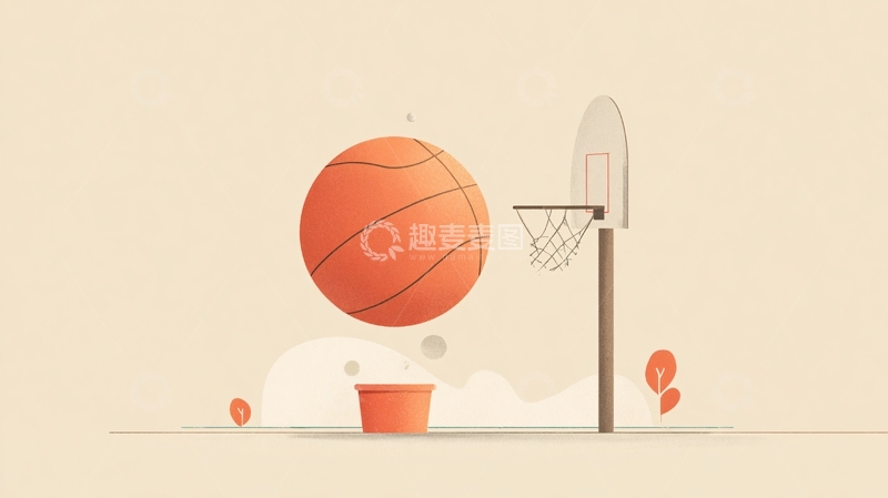 高清大图下载【趣麦麦图】插画风格篮球入框场景343