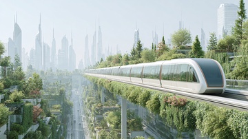 未来城市空中列车景观747