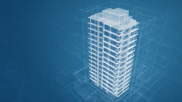 蓝色背景下的立体建筑模型258