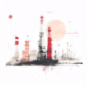 工业风石油钻井插画915
