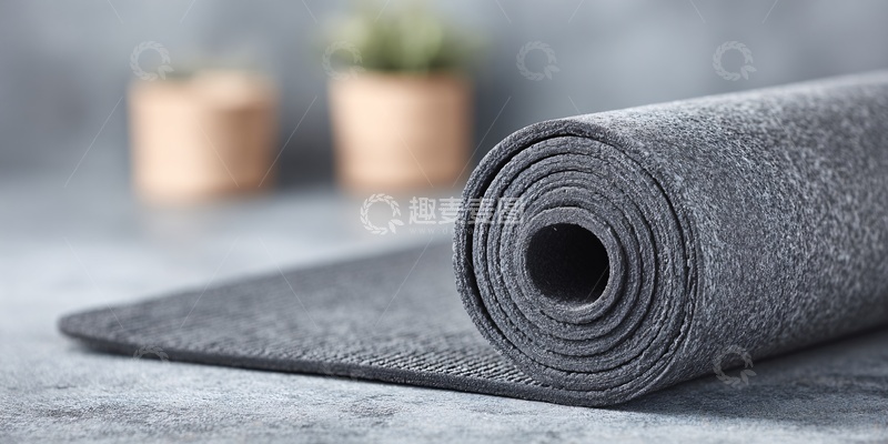 高清大图下载【趣麦麦图】-灰色卷起来的瑜伽垫静物照285