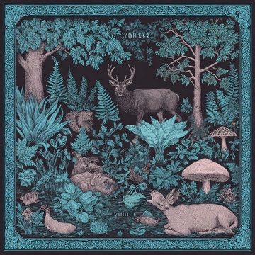 森林中的动物插画场景879