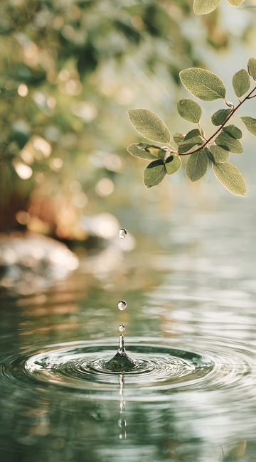 水滴落入水面的自然景象986