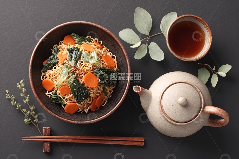 高清大图下载【趣麦麦图】中式面食配茶具静物图725