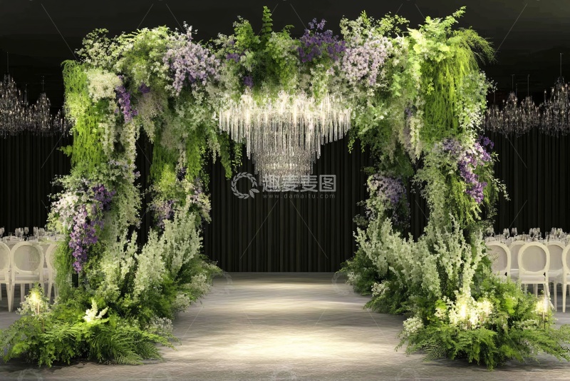高清大图下载【趣麦麦图】-浪漫绿植花卉婚礼拱门布置680