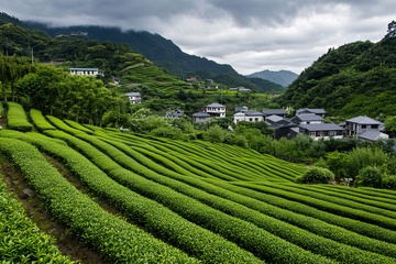 山间梯田茶园村落美景545