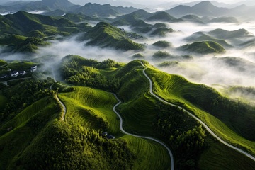 山间公路云雾缭绕美景243