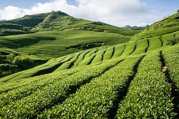 翠绿连绵的梯田茶园美景799
