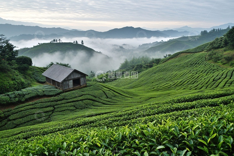 高清大图下载【趣麦麦图】山间茶园小屋美景561