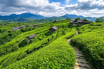山间茶园村落美景666
