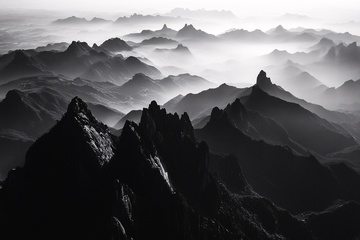 黑白壮丽群山景观111