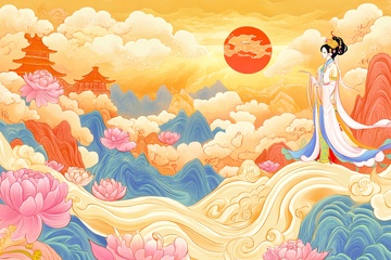 古风仙女于云海间的唯美画面180