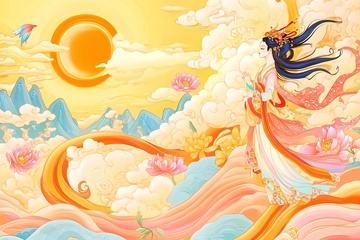 古风仙女于云海间的奇幻景象025