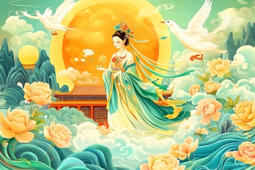 古风仙女于云海花丛间968