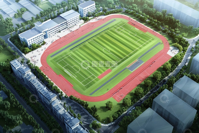 高清大图下载【趣麦麦图】校园体育场鸟瞰图493