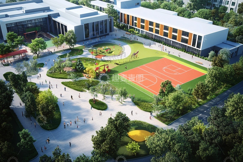 高清大图下载【趣麦麦图】学校校园景观鸟瞰图837