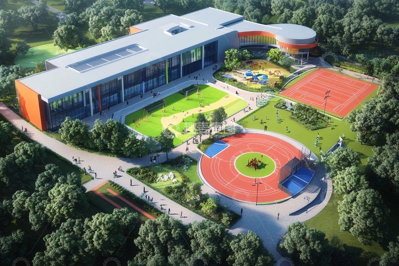 高清大图下载【趣麦麦图】现代化校园建筑鸟瞰图615