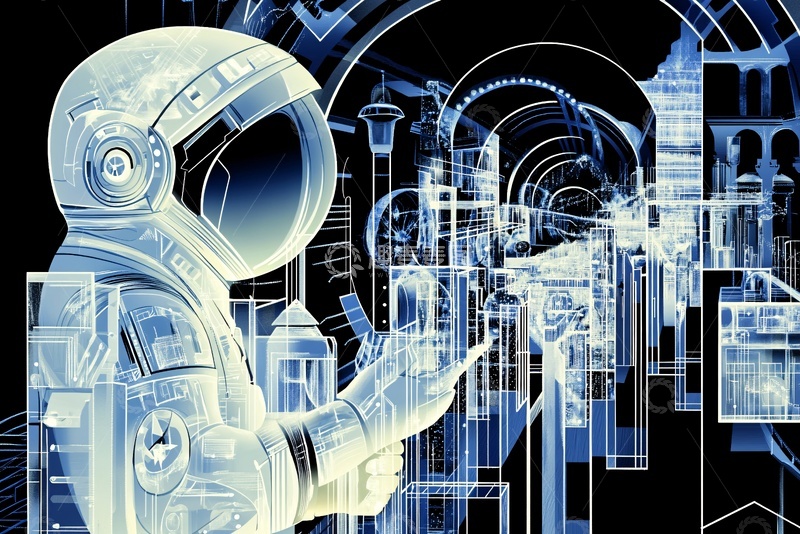 高清大图下载【趣麦麦图】-科幻风格宇航员科技场景图098