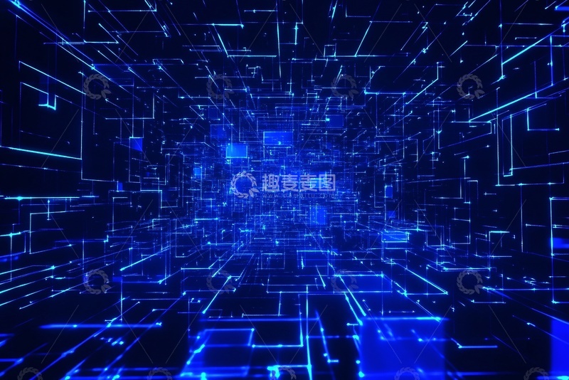 高清大图下载【趣麦麦图】-科技感蓝色线条方块背景952