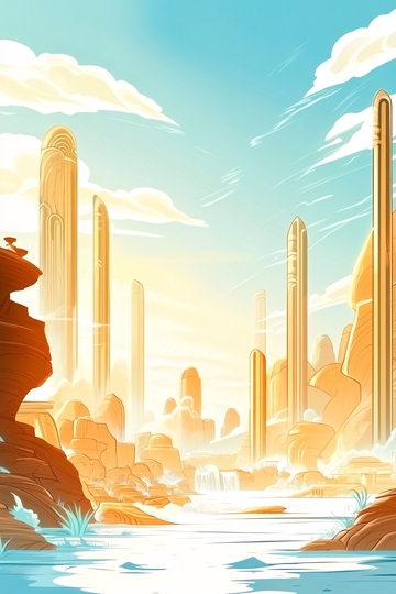 奇幻沙漠峡谷插画风景589