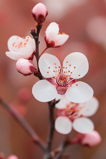 绽放的粉嫩杏花特写784
