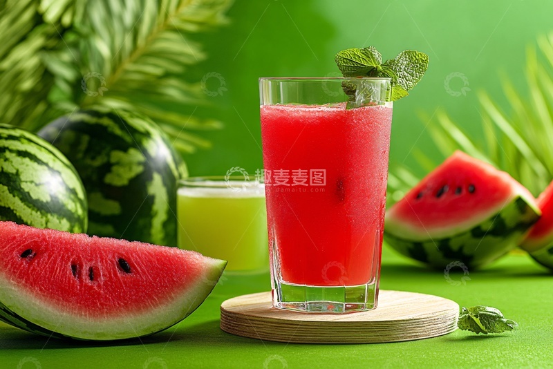 高清大图下载【趣麦麦图】一杯鲜榨西瓜汁与西瓜等564