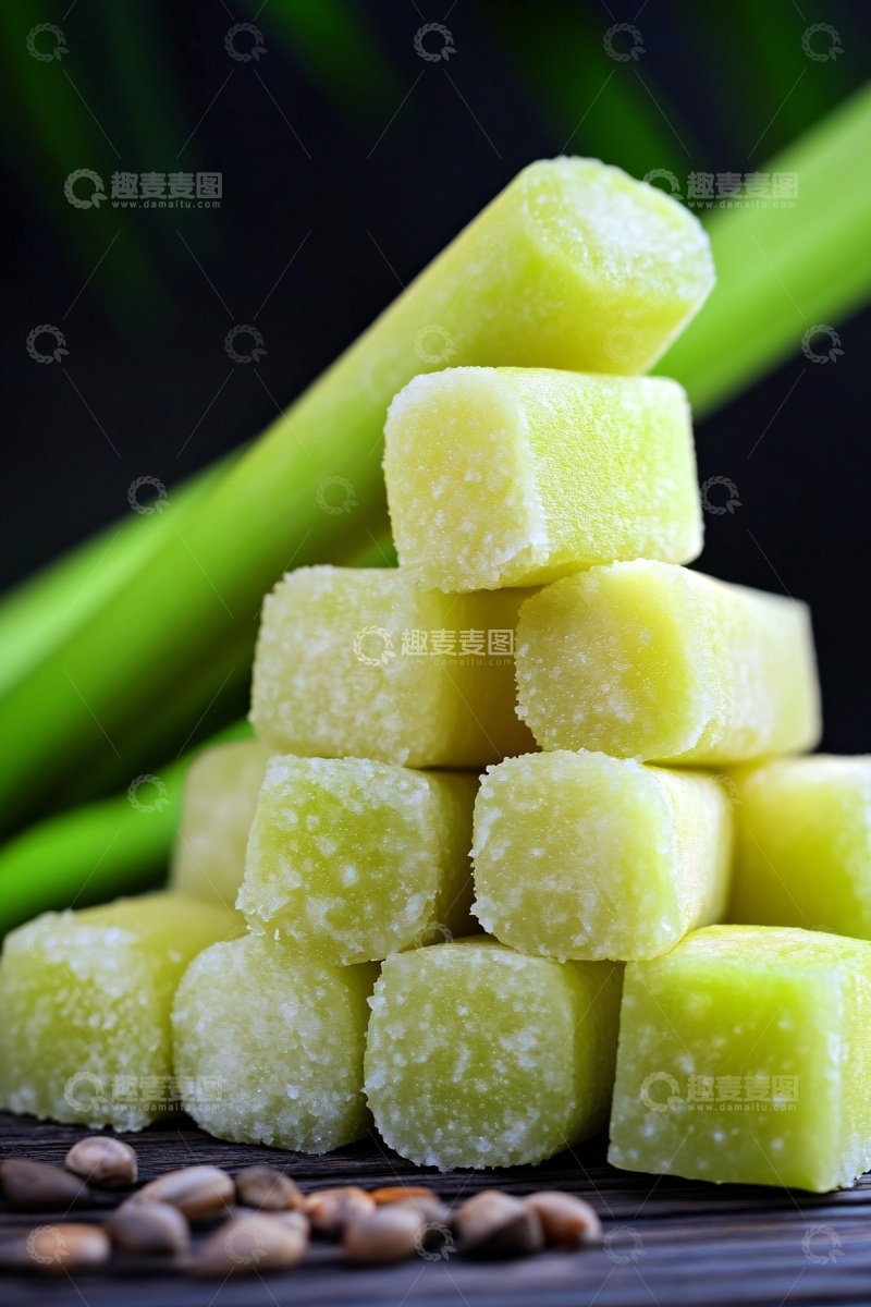高清大图下载【趣麦麦图】-堆叠的绿色方块状食物812