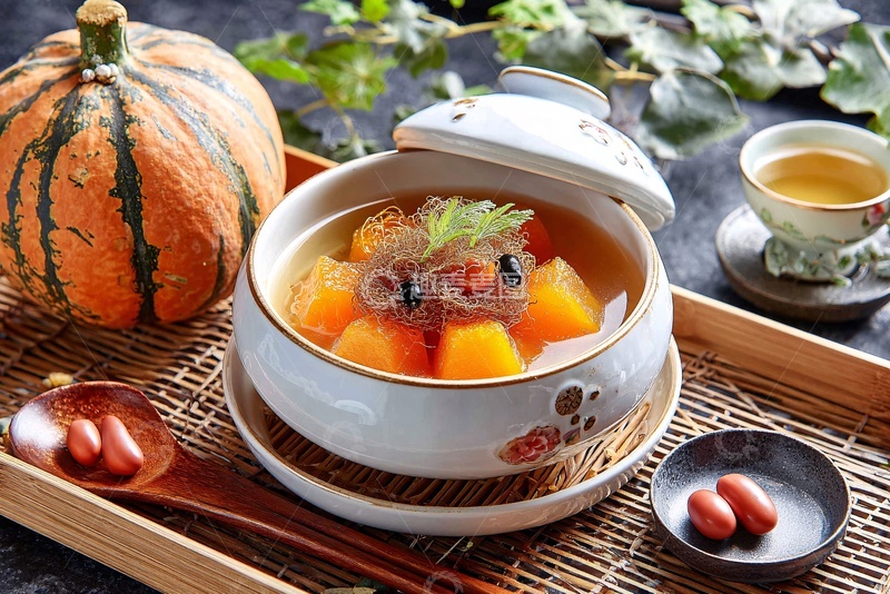 高清大图下载【趣麦麦图】南瓜盅养生汤美食摄影图003
