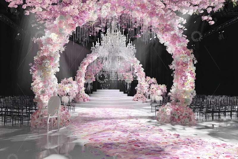 高清大图下载【趣麦麦图】-浪漫粉色花卉婚礼场景布置844