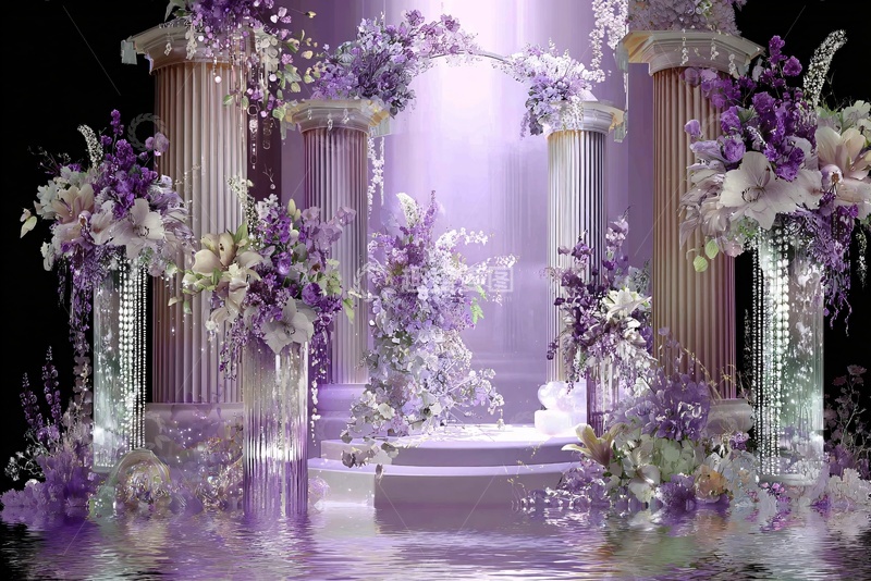 高清大图下载【趣麦麦图】紫色浪漫花卉婚礼场景布置275