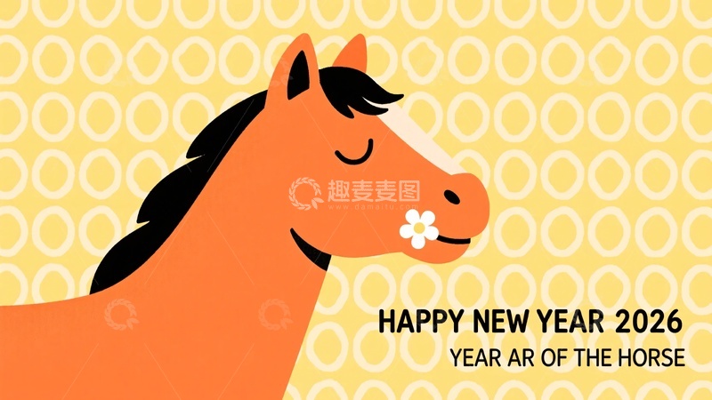 高清大图下载【趣麦麦图】-年马年新年插画727