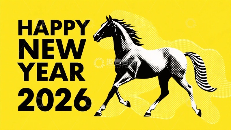 高清大图下载【趣麦麦图】新年骏马插画972