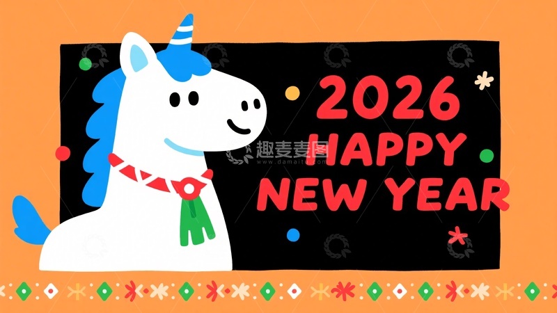 高清大图下载【趣麦麦图】独角兽贺新年插画271