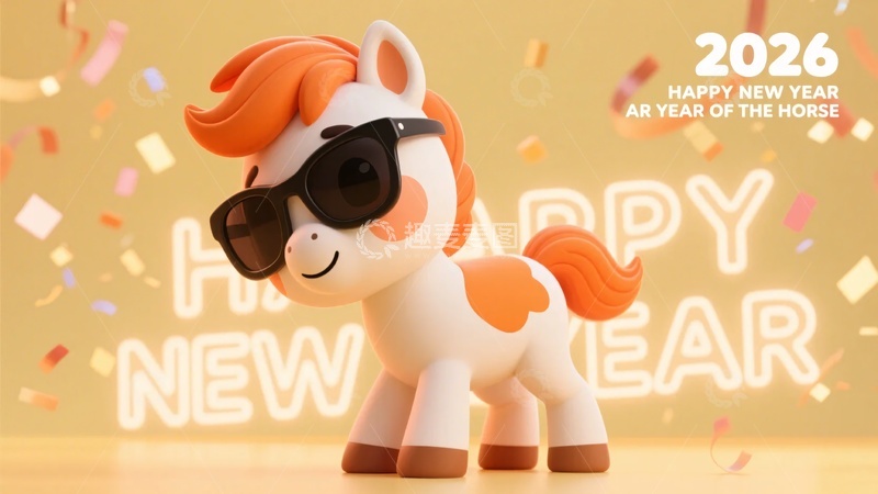 高清大图下载【趣麦麦图】-新年小马玩偶贺图865
