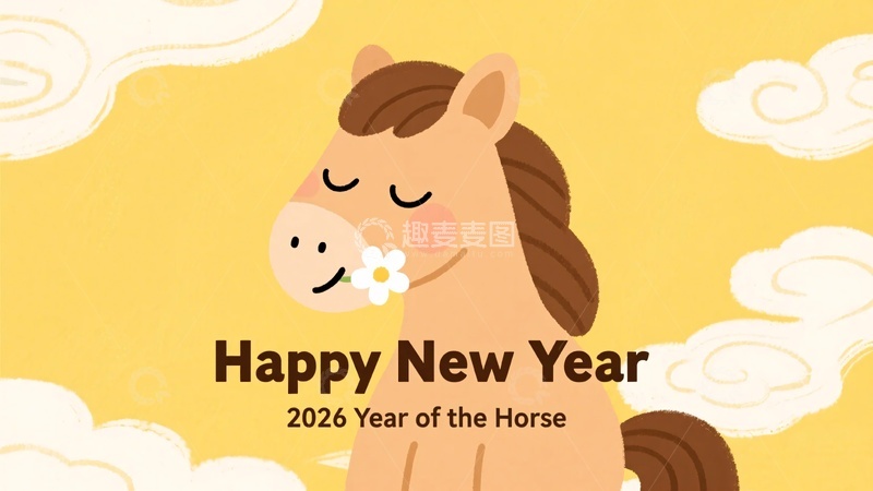 高清大图下载【趣麦麦图】马年新年插画394