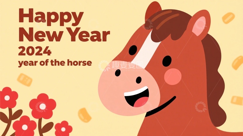 高清大图下载【趣麦麦图】-年马年新年插画609