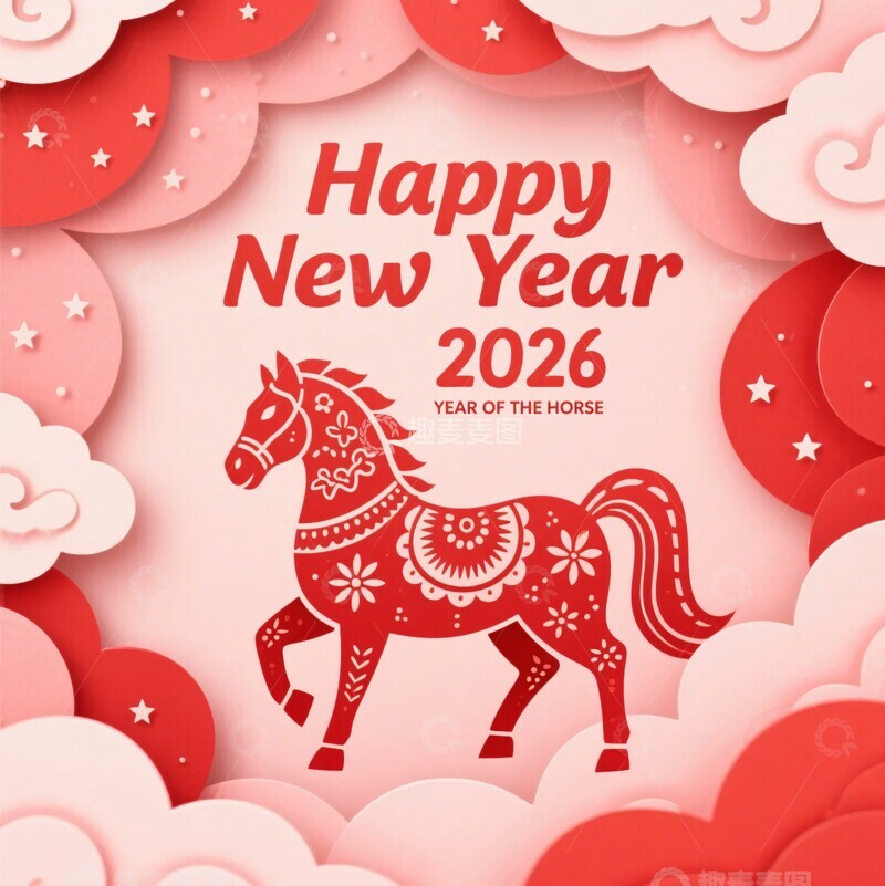 高清大图下载【趣麦麦图】-年马年新年插画188