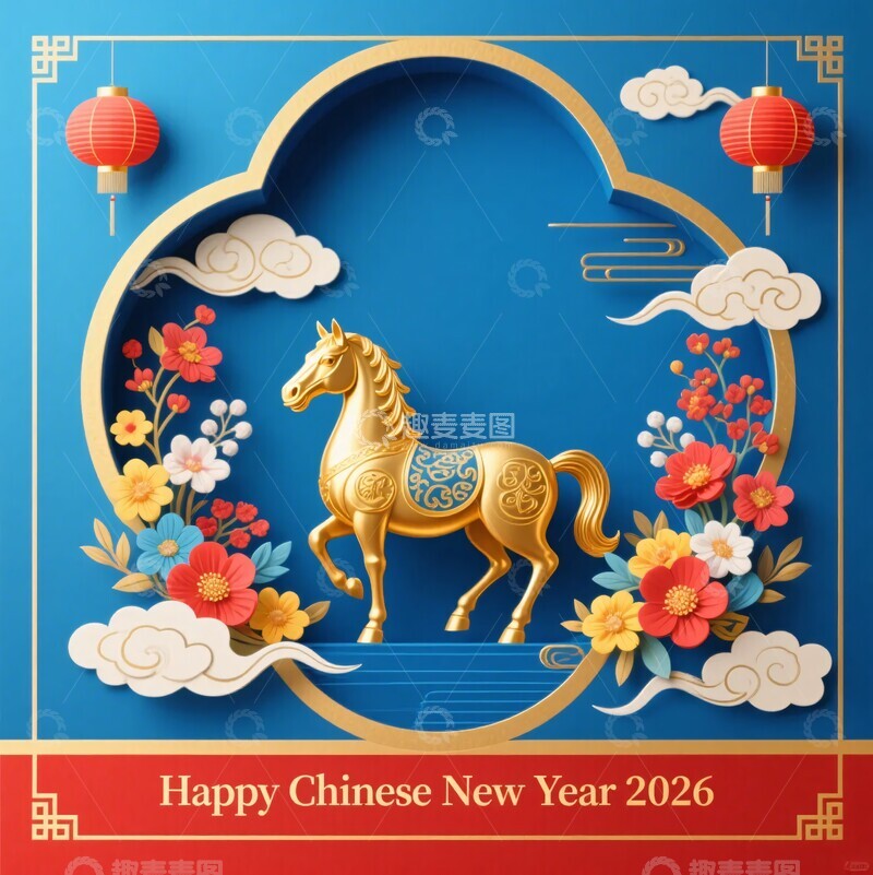 高清大图下载【趣麦麦图】-年中国新年金马插画371
