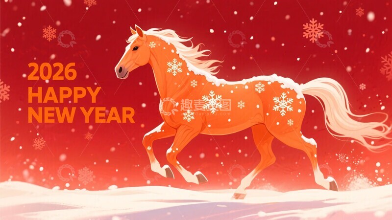 高清大图下载【趣麦麦图】-新年跑马插画681